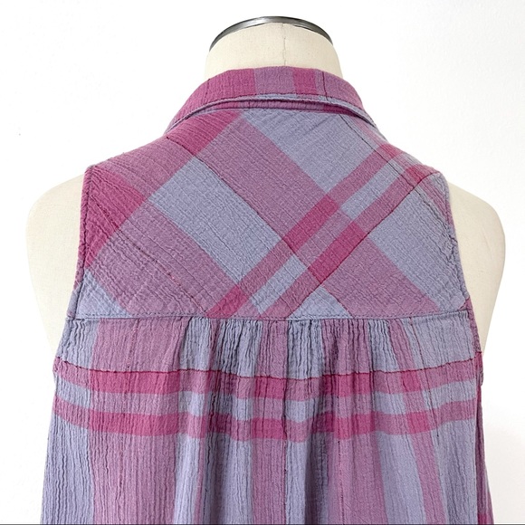 Anthropologie Holding Horses Pink Purple Plaid Top - Picture 5 of 8